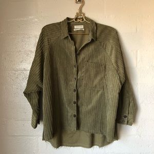 Olive Corduroy Button Down Shirt